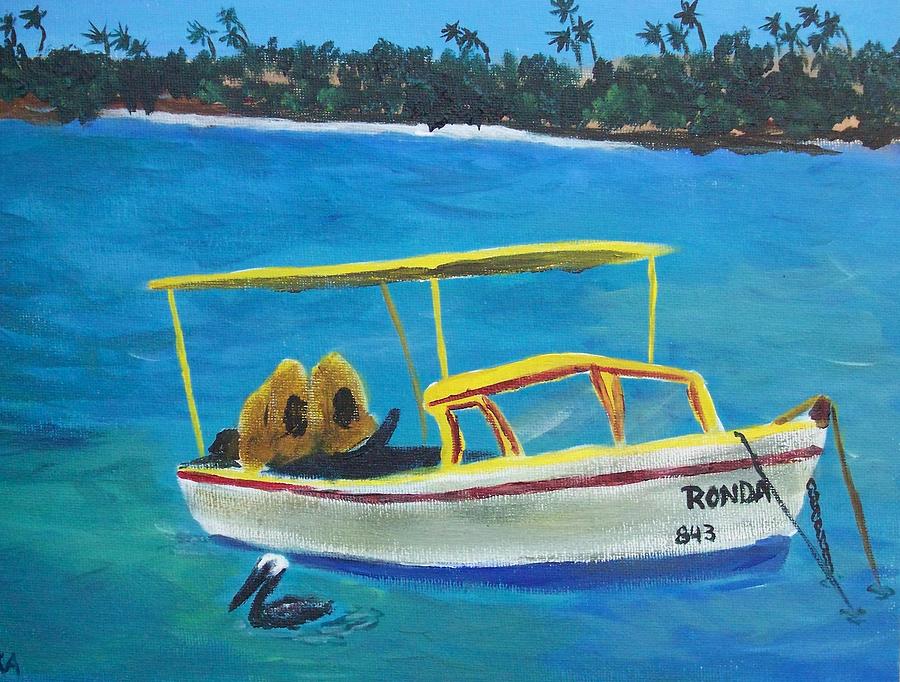 Aruba Fishing Boat Painting by Kathie Camara