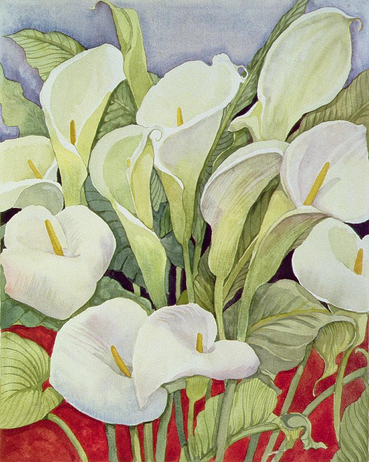 Flower Painting - Arum Lillies by Llian Delevoryas