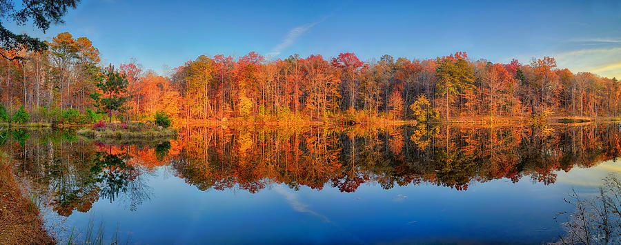 Arwood Lake Autumn Panorama Photograph by Greg Norrell