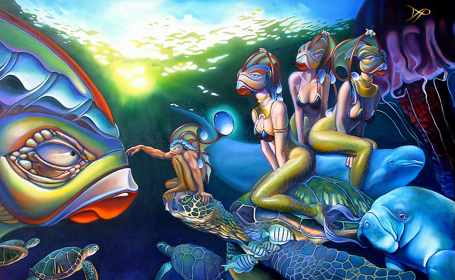 Turtle Painting - As Above So Below by Patrick Anthony Pierson