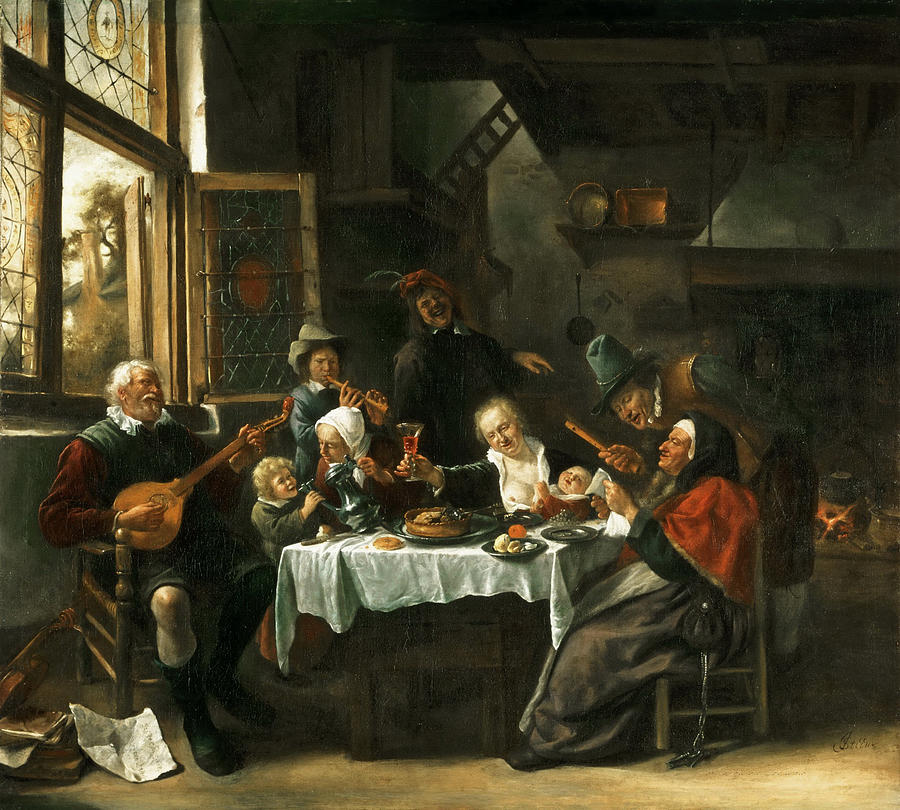 As the Old Ones Sing So the Young Ones Pipe Painting by Jan Steen