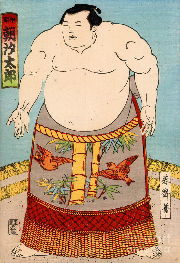 Bird Painting - Asashio Toro a Japanese Sumo Wrestler by Japanese School