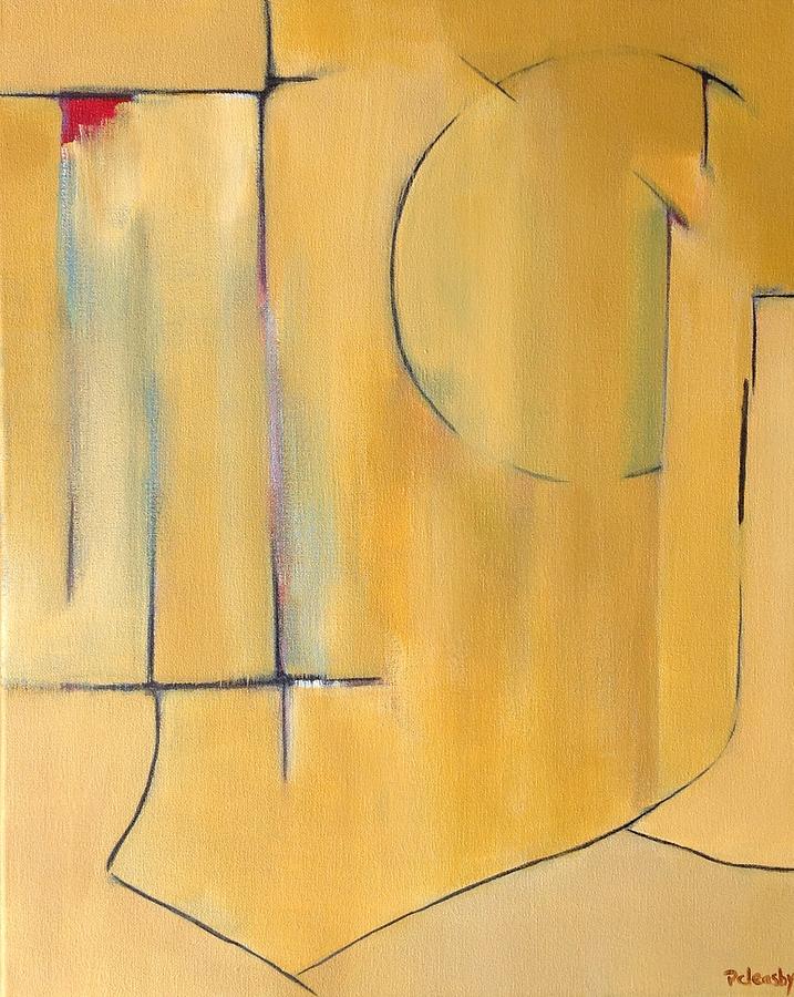 Abstract Painting - Asbtract Line Series Yellow Ochre by Patricia Cleasby