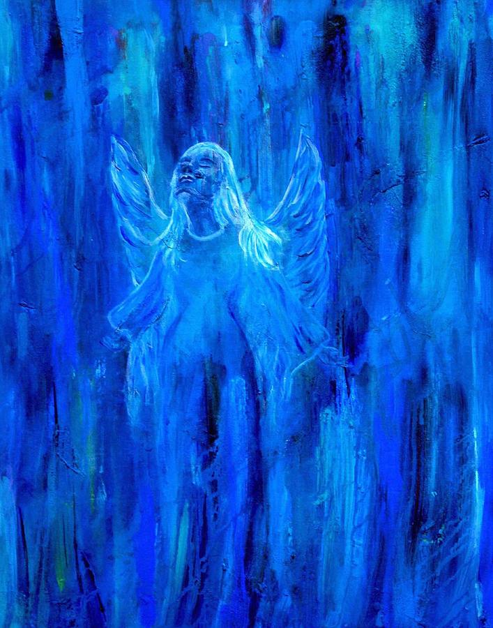 Ascending Blue Angel Painting by The Art With A Heart By Charlotte Phillips