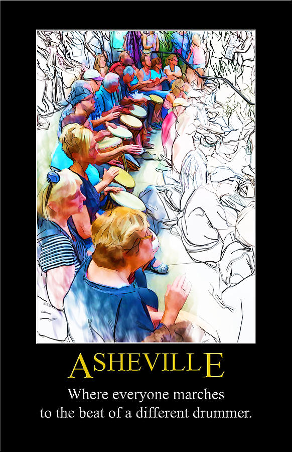 Asheville Digital Art - Asheville Drum Circle Poster by John Haldane