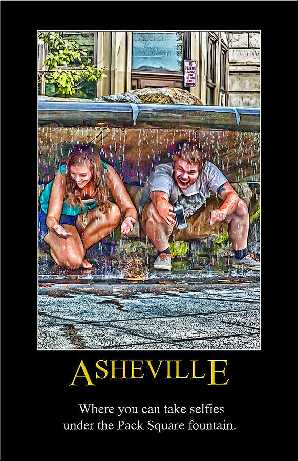 Asheville Digital Art - Asheville Selfies Poster by John Haldane
