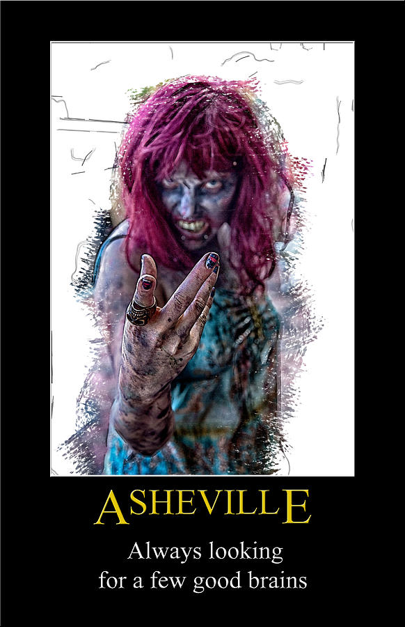 Asheville Zombie Poster Digital Art by John Haldane