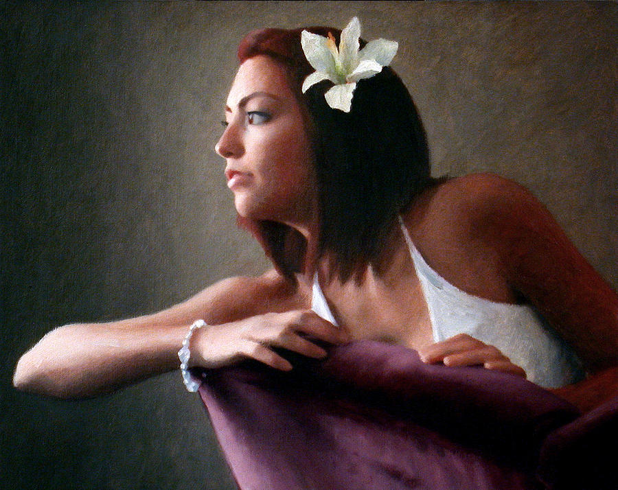 Lily Painting - Ashley with Flower by Charles Pompilius