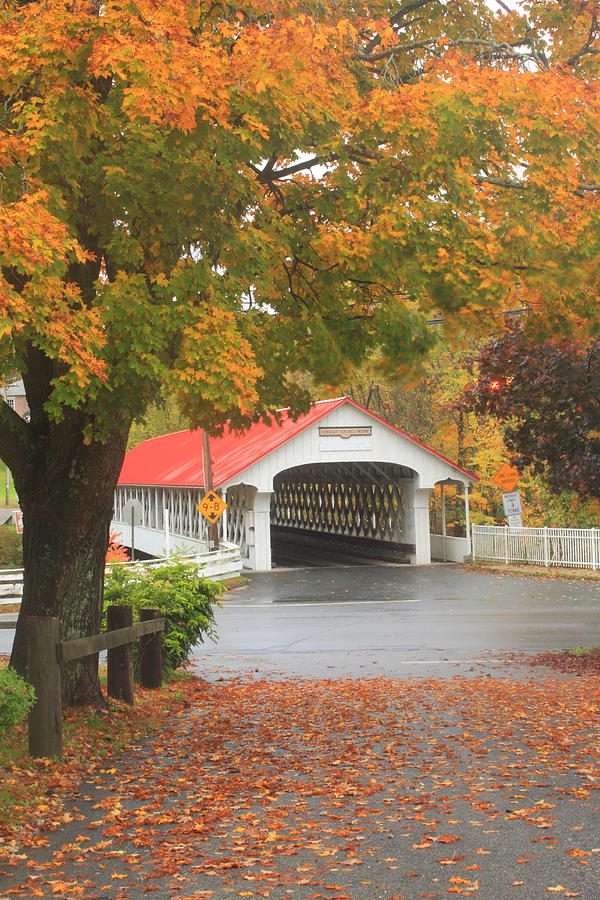 Ashuelot Covered Bridge Fall Foliage Photograph by John Burk