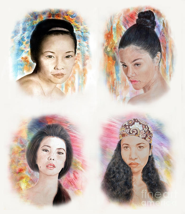 Asian Beauties  Drawing by Jim Fitzpatrick