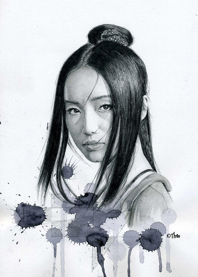 Portrait Drawing - Asian Beauty by Thodoris Stratigos