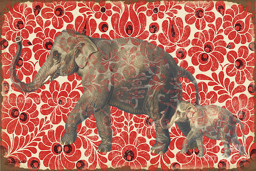 Elephant Digital Art - Asian Elephant-JP2185 by Jean Plout