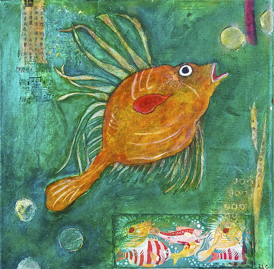 Fish Mixed Media - Asian Fish by Bellesouth Studio