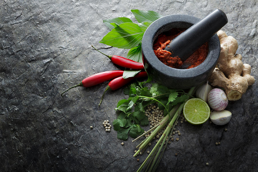 Asian Food: Ingredients for Thai Red Curry Still Life Photograph by Floortje