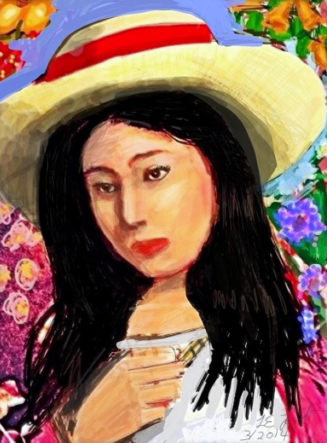Digital Painting - Asian girl by Larry E Lamb