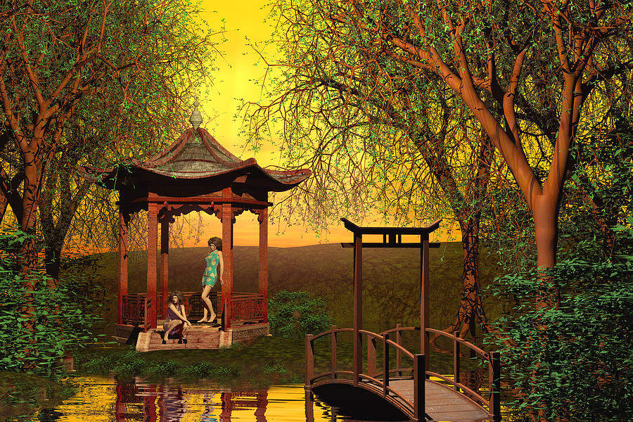 Asian Landscape  Scene Digital Art by John Junek