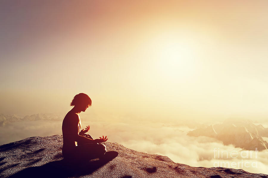 Asian man meditates in yoga position Photograph by Michal Bednarek