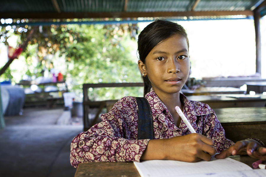 Asian school girl at school Photograph by Joakimbkk