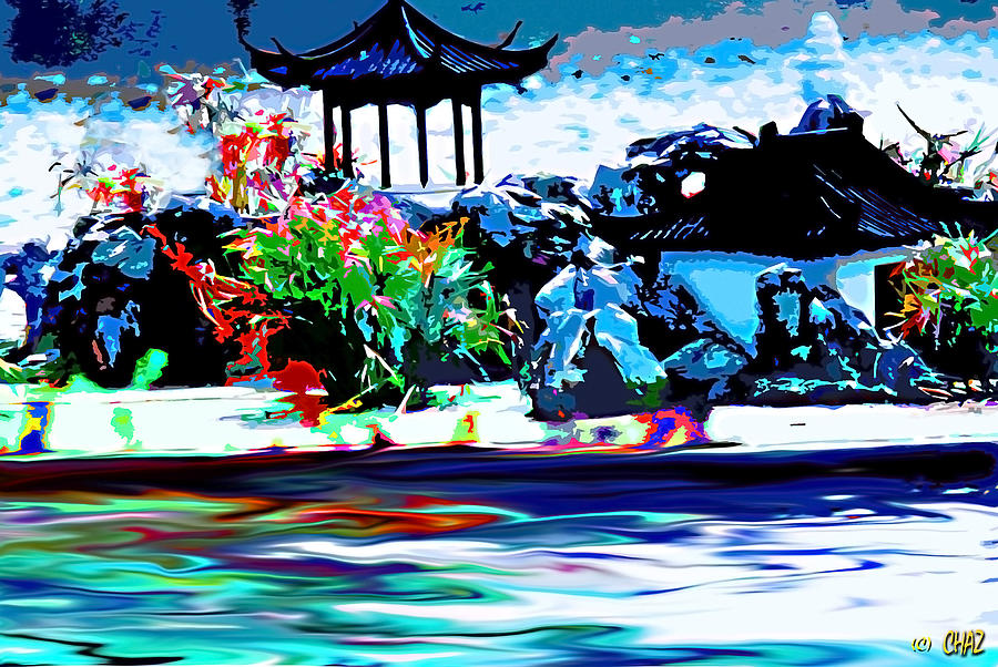 Asian Waterside Living Painting by CHAZ Daugherty