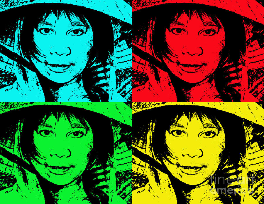 Asian Woman wearing a Conical Hat Altered Digital Art by Jim Fitzpatrick