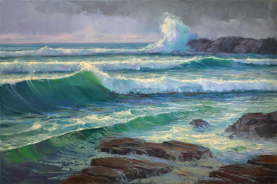 Asilomar After Storm Painting by Tonya Zenin