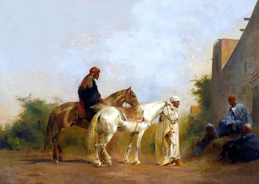 Horse Painting - Asking for Directions by Munir Alawi