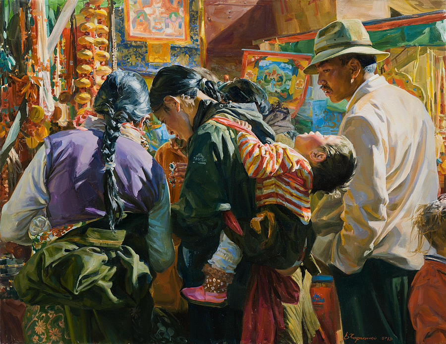 Tibet Painting - Asleep in the Sun by Victoria Kharchenko