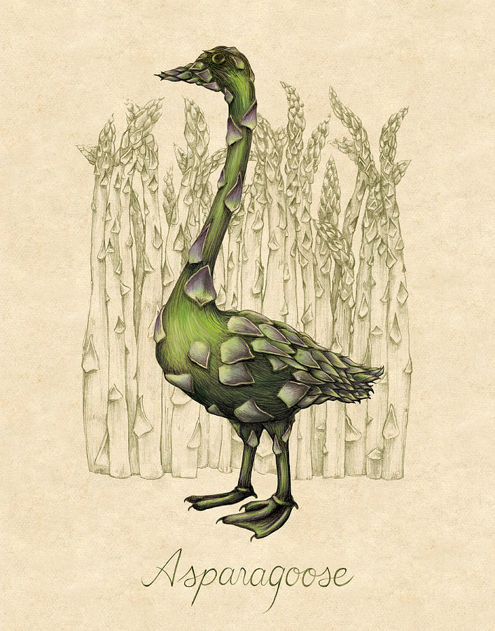 Goose Digital Art - Asparagoose by Allison Rogers