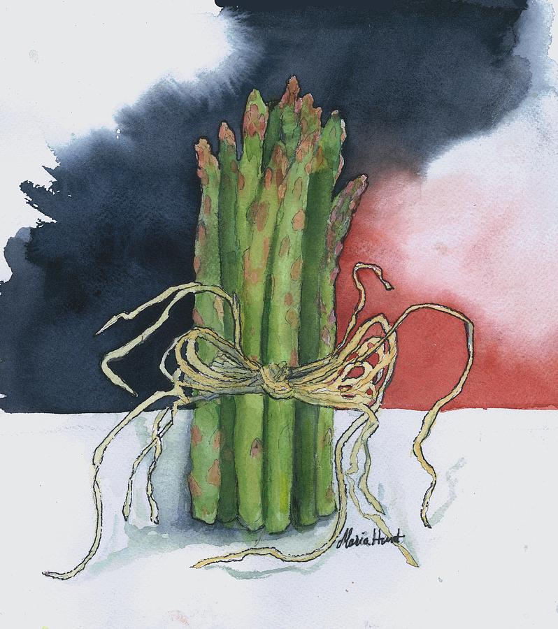 Asparagus in Raffia Painting by Maria Hunt