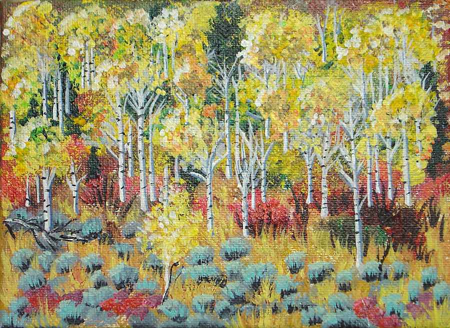 Aspen Trees Painting - Aspen and Sage  by Laura Wilson