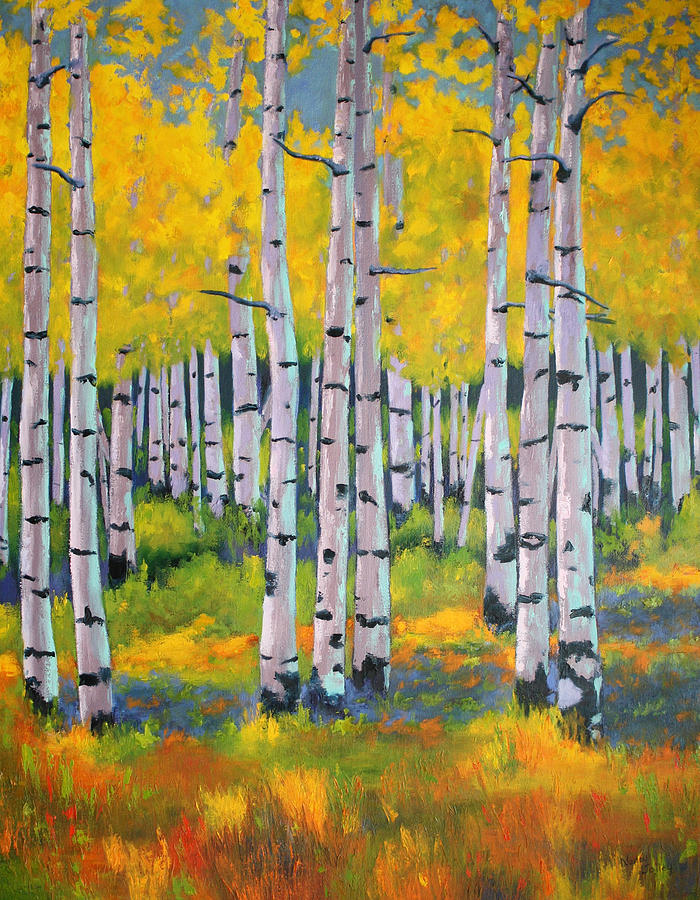 Tree Painting - Aspen Color by Nancy Jolley