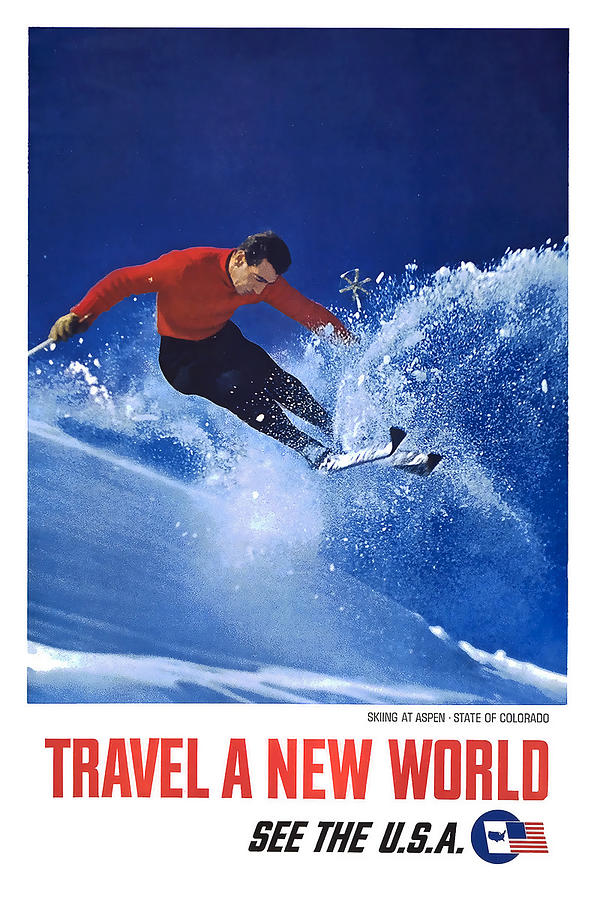 Vintage Mixed Media - Aspen Colorado Skiing by David Wagner