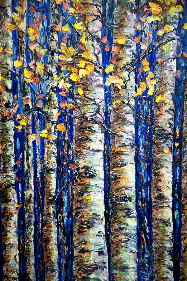 Aspen Grove Painting by Lena Owens - OLena Art Vibrant Palette Knife and Graphic Design