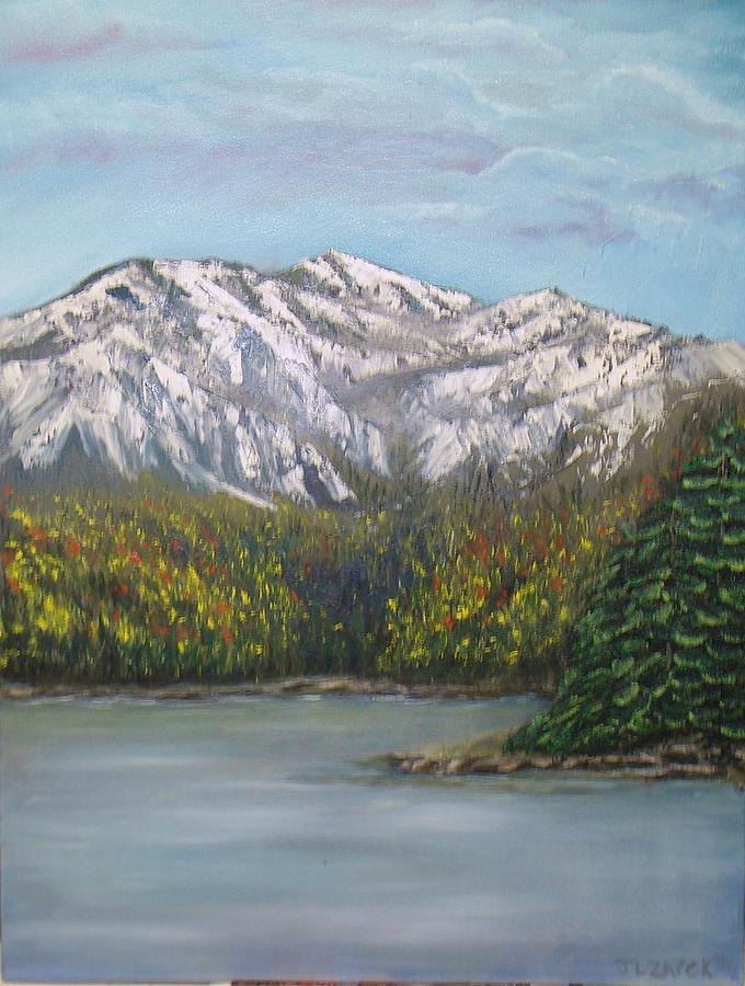 Aspen Lake Painting by J L Zarek