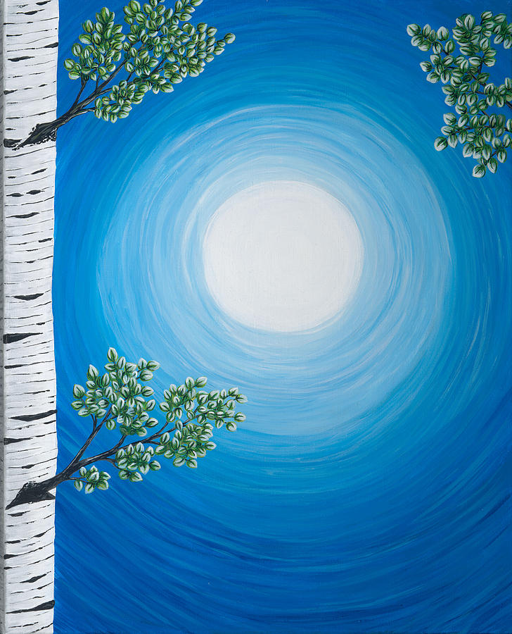 Aspen Moon 2 triptych Painting by Rebecca Parker