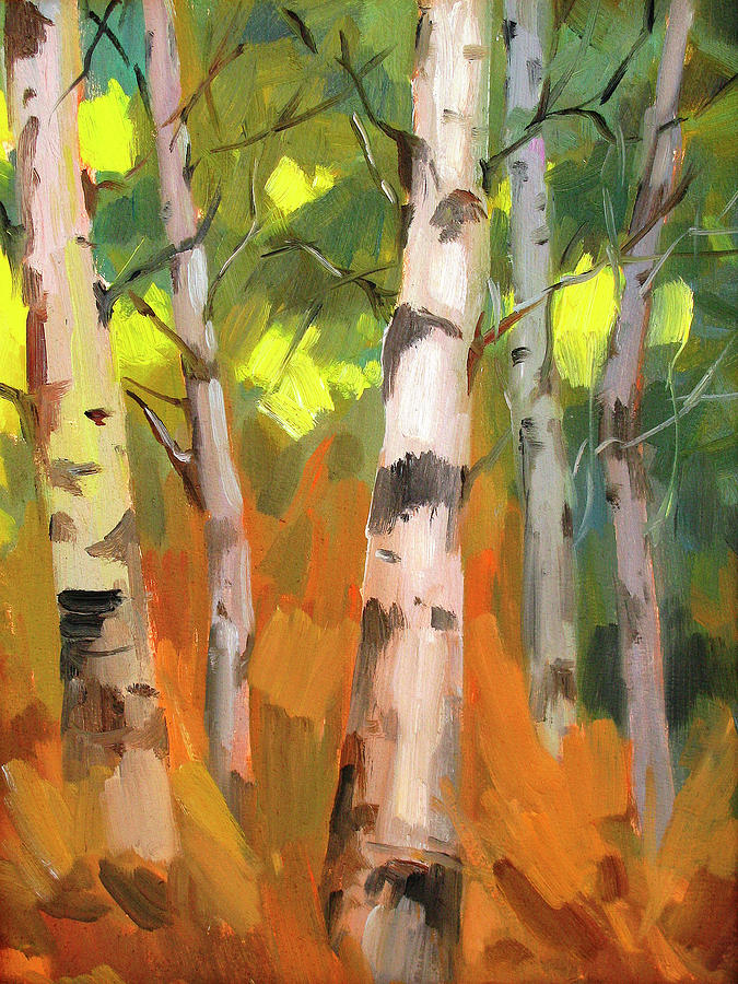 Aspen Trees Painting by Diane McClary