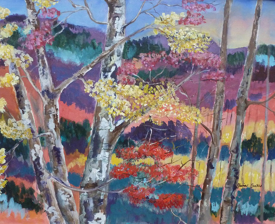 Aspen Trees Painting by Gloria Smith