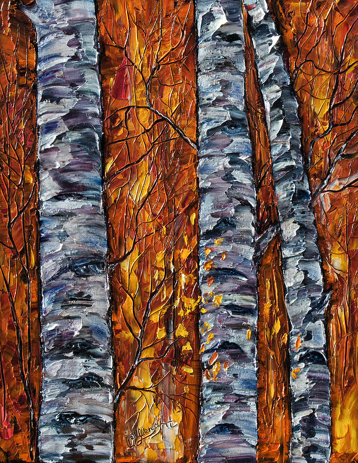 White Trees  original oil painting  Painting by O Lena
