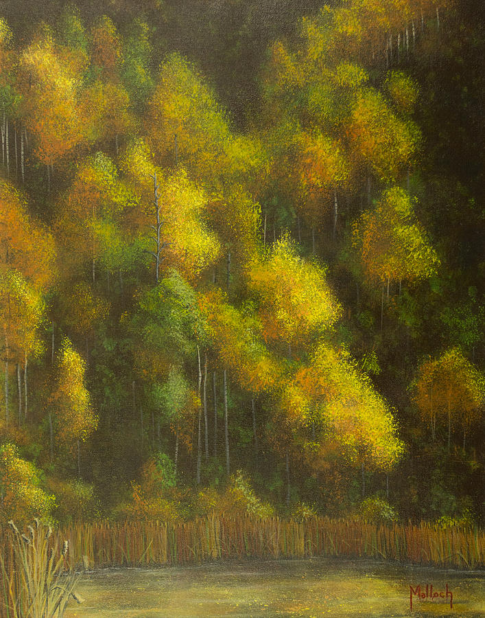 Aspens and Cattails Painting by Jack Malloch