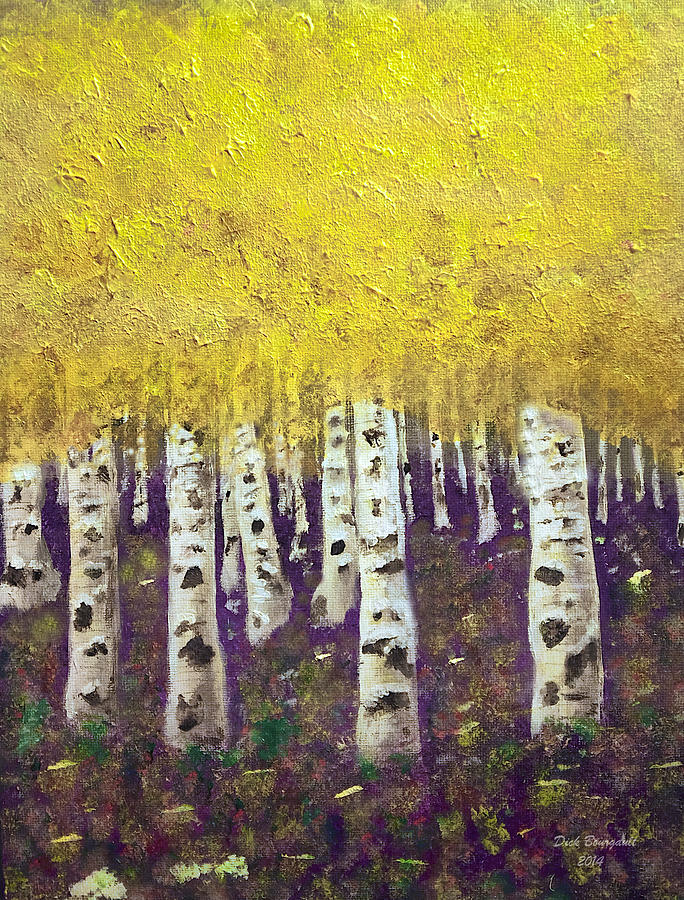 Aspens Painting by Dick Bourgault