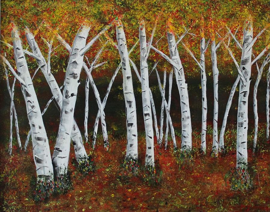 Aspens in Fall 1 Painting by Melvin Turner