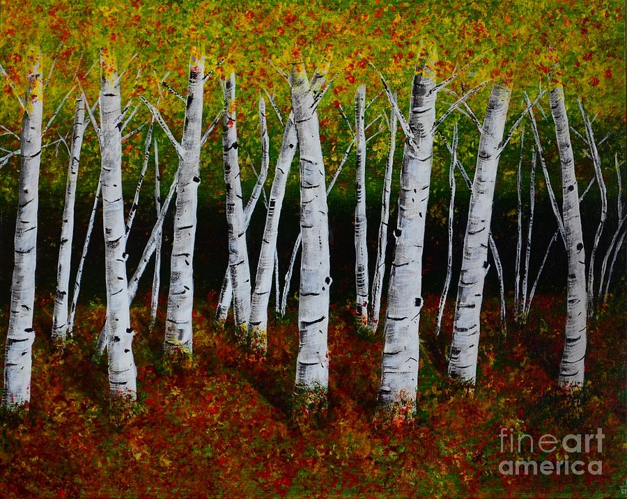 Aspens in Fall 2 Painting by Melvin Turner