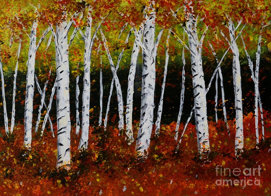 Aspens in Fall 3 Painting by Melvin Turner