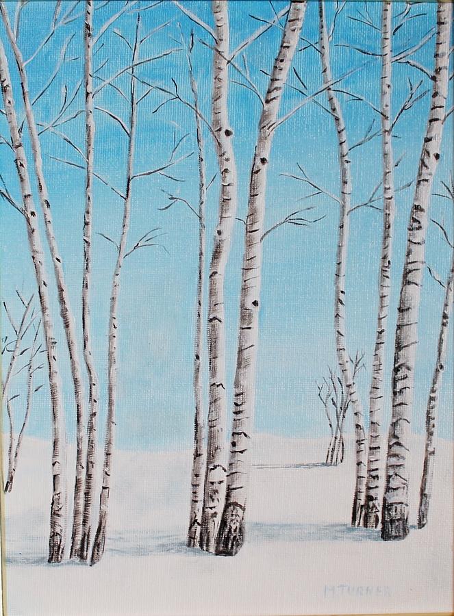 Aspens in Snow Painting by Melvin Turner