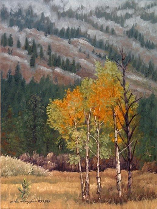 Tree Painting - Aspens in the Tetons by Peter Muzyka