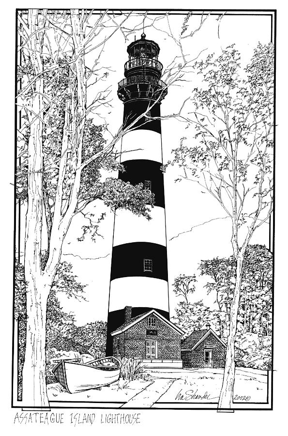 Assateague Island Lighthouse Drawing by Ira Shander