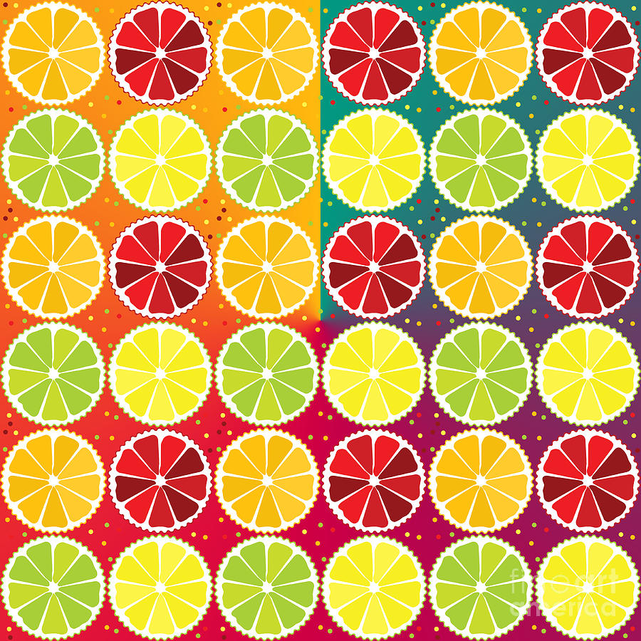 Assorted Citrus Pattern Digital Art