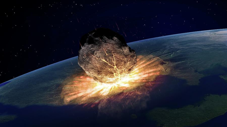 Armageddon Photograph - Asteroid Hitting Earth by Andrzej Wojcicki