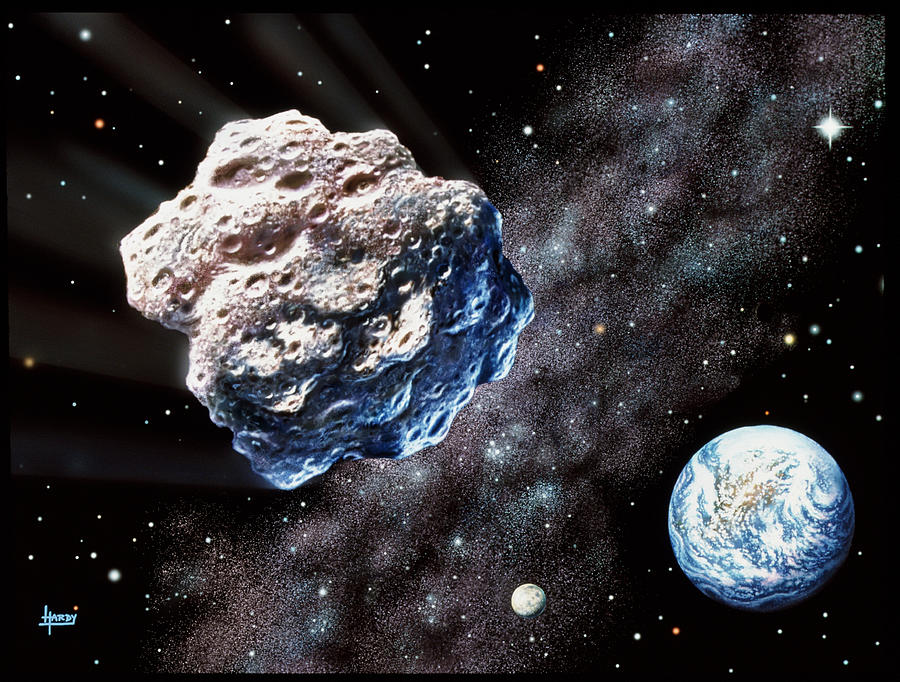 Asteroid On Collision With Earth Photograph by David A. Hardy/science