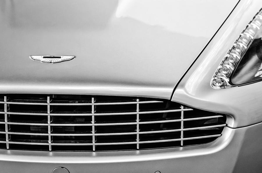 Aston Martin Grille Emblem -0740bw Photograph by Jill Reger